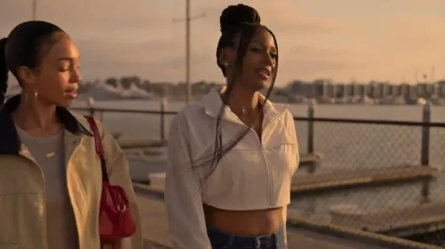 Alo Yoga Cropped Playmaker Jacket worn by Jax Stewart (Emayatzy Corinealdi) as seen in Reasonable Doubt (S03E10)