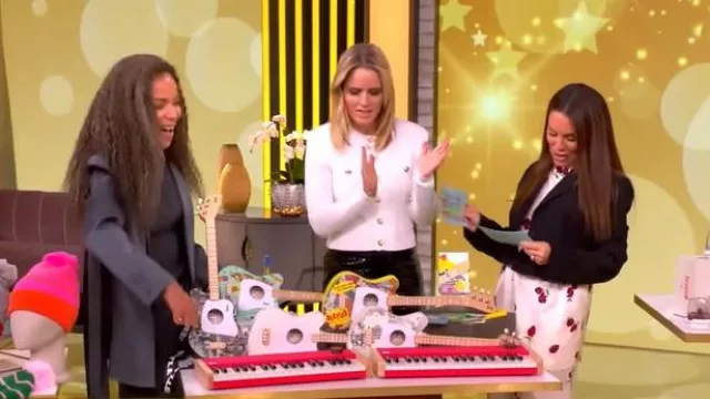 Khaite Argo Printed Silk-twill Shirt worn by Gretta Monahan as seen in The View on November 14, 2025