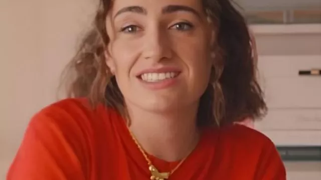 I Love LA S01 Rachel Sennott Red Graphic Tee worn by Maia (Rachel Sennott) as seen in I Love LA (S01)