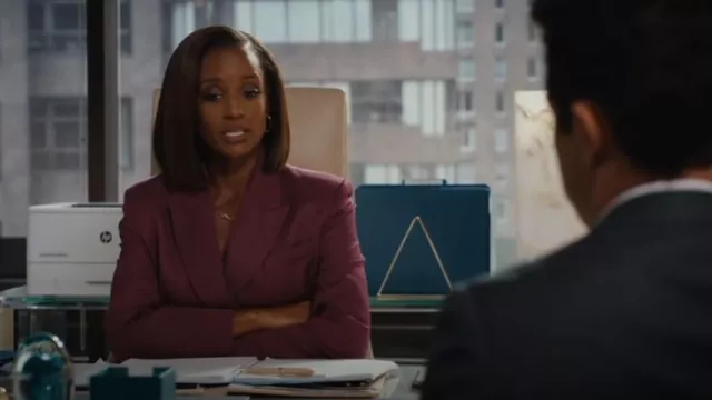 Mango Linen Blend Double Breasted Suit Blazer worn by Olympia Lawrence (Skye P. Marshall) as seen in Matlock (S02E06)