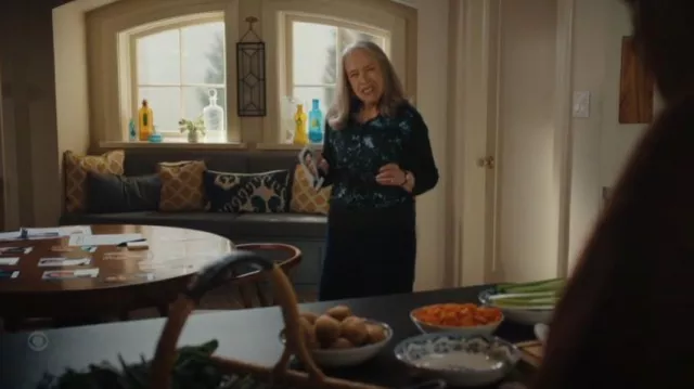 Lafayette 148 New York Shadow Print Silk Chiffon Finespun Voile Cardigan worn by Madeline 'Matty' Matlock (Kathy Bates) as seen in Matlock (S02E06)