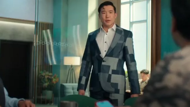 Twisted Tailor Suit Pants in Denim Patch worn by Nicholas (Joel Kim Booster) as seen in Loot (S03E07)