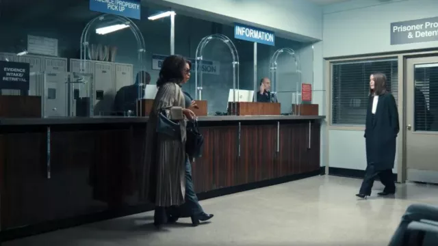 Sacai Windowpane Mixed Media Coat worn by Emerald Greene (Niecy Nash) as seen in All's Fair (S01E05)