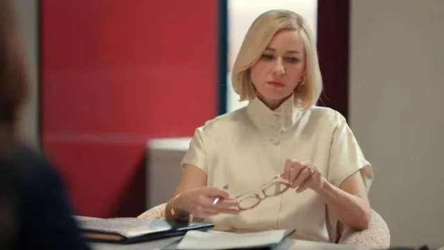 Another Tomorrow Satin Turtleneck Top worn by Liberty Ronson (Naomi Watts) as seen in All's Fair (S01E05)