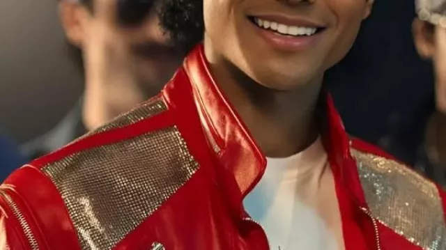 Michael 2026 Jaafar Jackson Leather Jacket In Red