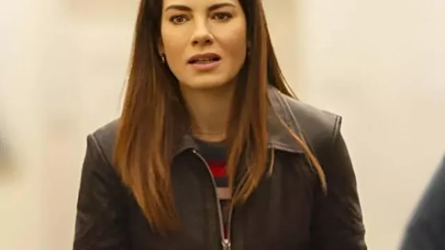 The Family Plan 2 2025 Michelle Monaghan Leather Jacket worn by Jessica Morgan (Michelle Monaghan) in The Family Plan 2