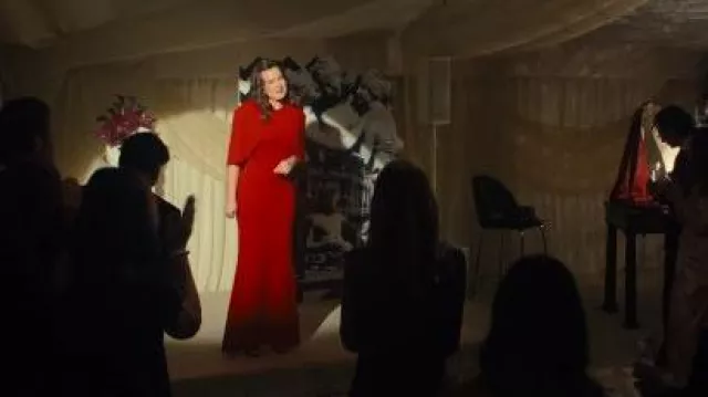 Club L London Red Kianne Draped Short Sleeve Maxi Dress worn by Frances  (Sophie Winkleman) as seen in Wild Cherry (S01E06) | Spotern