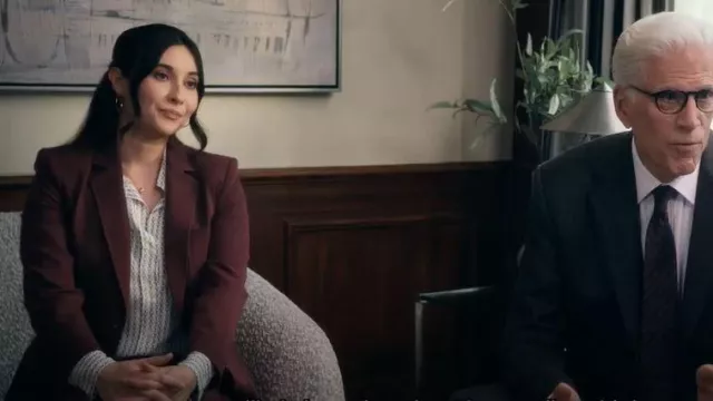 INC International Concept Printed Long Sleeve Top worn by Julie (Lilah Richcreek) as seen in A Man on the Inside (S02E08)