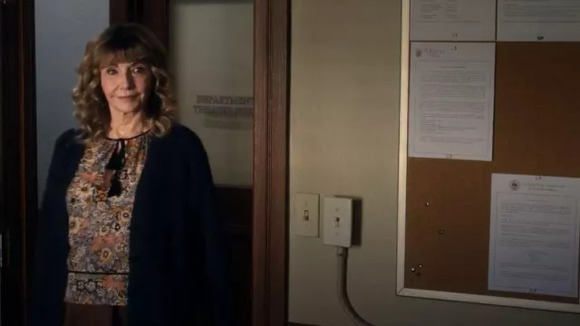 The Great The Tassel Tie Ravine Top worn by Mona Margadoff (Mary Steenburgen) as seen in A Man on the Inside (S02E08)