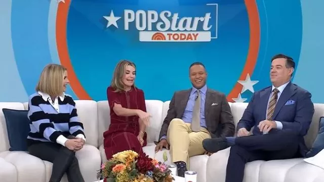 Chemise de rugby rayée de Claudie Pierlot Manon portée par Jenna Bush Hager, telle que vue dans Today le 24 novembre 2025