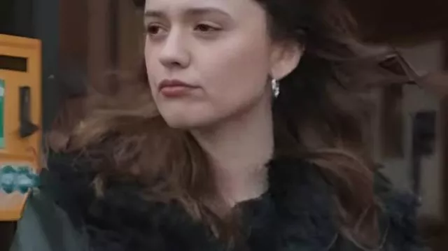 Daddy Issues S2 Aimee Lou Wood Fur Trim Leather Coat worn by Gemma (Aimee Lou Wood) in Daddy Issues (S01)