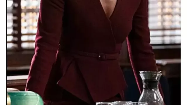 Belted Wrap Jacket of Olympia Lawrence (Skye P. Marshall) as seen in Matlock (S02)