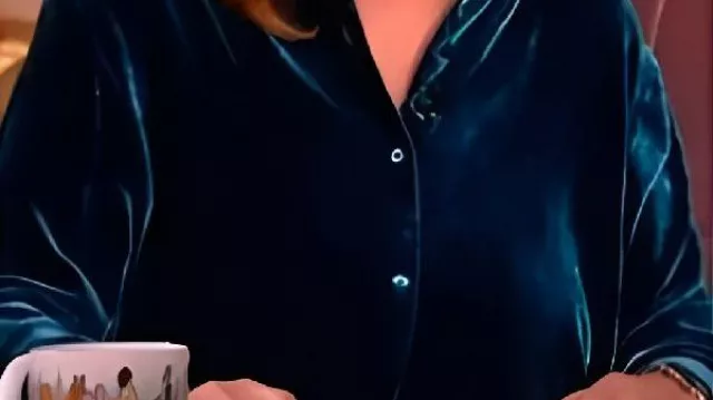 The View 2025 Joy Behar Blue Velvet Blouse worn by Joy Behar in The View Full Broadcast – November 24, 2025