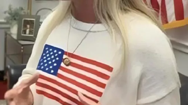 American Flag White Sweater worn by Marjorie Taylor Greene in The Today Show 2025