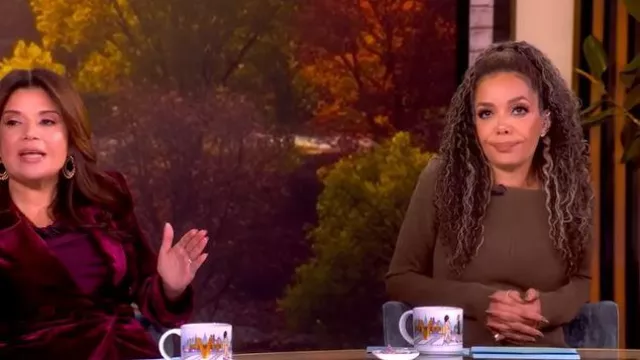 Proenza Schouler Romi Off-the-shoulder Asymmetric Stretch-knit Dress worn by Sunny Hostin as seen in The View on November 25, 2025