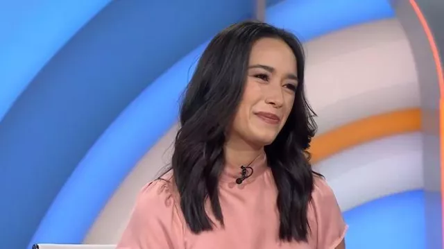 J. Crew Collection Silk Bow Back Blouse worn by Emilie Ikeda as seen in Today on November 26, 2025