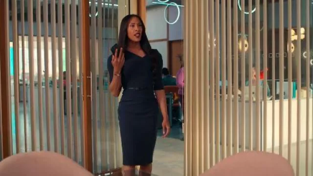Black Halo Jackie O Three Quarter Sleeve Dress worn by Sofia (Mj Rodriguez) as seen in Loot (S03E08)