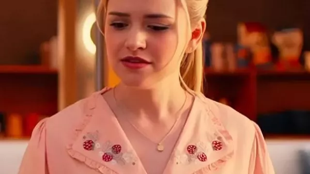 Loot S3 Stephanie Styles Floral & Strawberry Print Collar Shirt worn by Ainsley (Stephanie Styles) in Loot (S02)