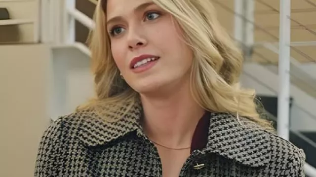 Christmas on Every Page Rose Reid Houndstooth Coat worn by (Rose Reid) as seen in Christmas on Every Page