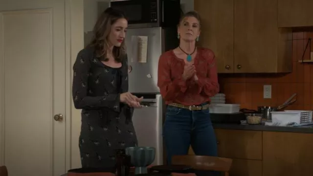 Paige Alison Top in Carmine Red worn by Jan Morgan (Jerri Tubbs) as seen in Beyond the Gates (S01E179)