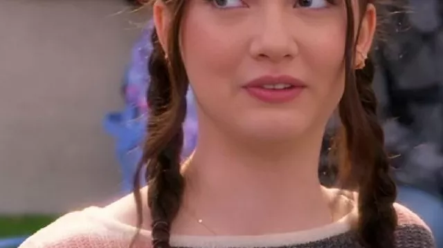 Electric Bloom 2025 Ruby Marino Colorblock Striped Sweater worn by Tulip (Ruby Marino) as seen in Electric Bloom (S01)