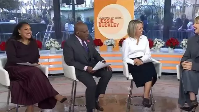 Reiss Lorna Drape Knitted Top worn by Sheinelle Jones as seen in Today on December 1, 2025