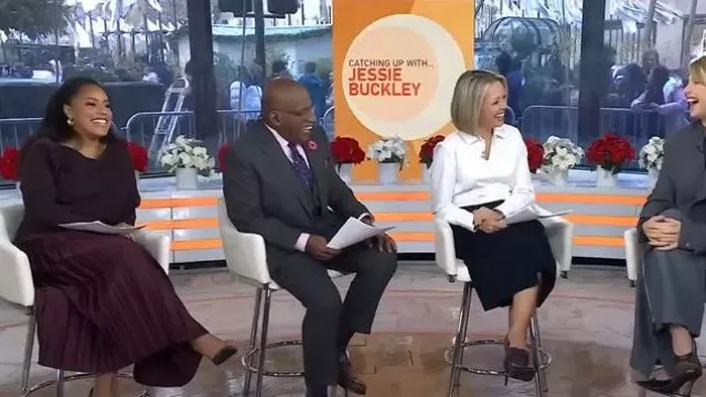 Reiss Savannah Pleated Midi Skirt worn by Sheinelle Jones as seen in Today on December 1, 2025