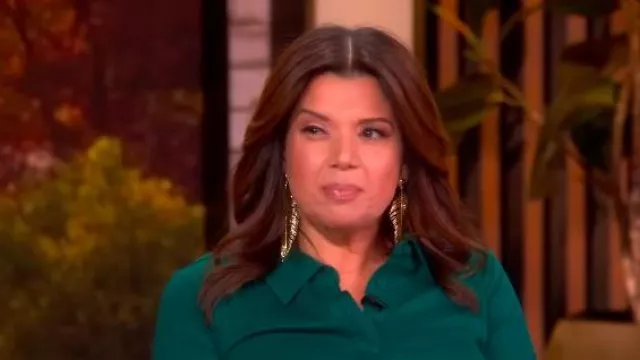 Jennifer Miller Leaf Earrings worn by Ana Navarro as seen in The View on December 1, 2025