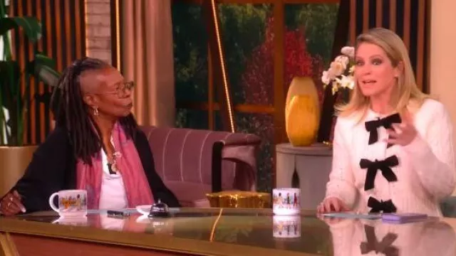 Veronica Beard Christina Cable-Knit Bow Sweater worn by Sara Haines as seen in The View on December 1, 2025