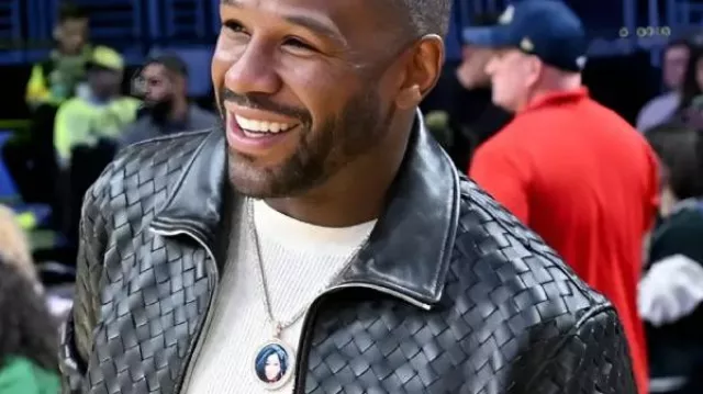 Floyd Mayweather Jr. Lakers vs Pelicans Jacket in floyd Mayweather and Kobe Bryant after the LakER GAME