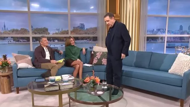 M&S Leather Snake Print Mini Skirt worn by Cat Deeley as seen in This Morning on November 2025