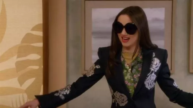 Cinq à Sept Heatset Roses Cheyenne Jacket worn by Tulip (Ruby Marino) as seen in Electric Bloom (S01E13)