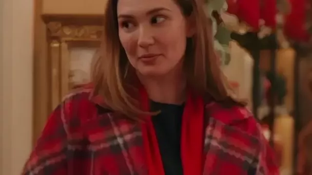 Mistletoe Murders S02 Piper Hutchins Plaid Coat as seen in Mistletoe Murders (S02)