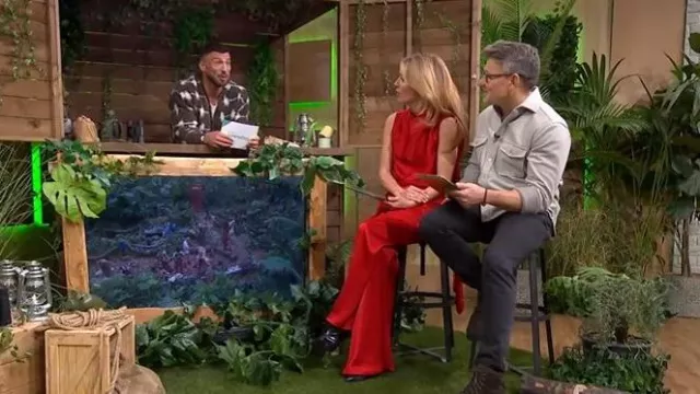 Mint Velvet Red Drape Detail Trousers worn by Cat Deeley as seen in This Morning on November 2025