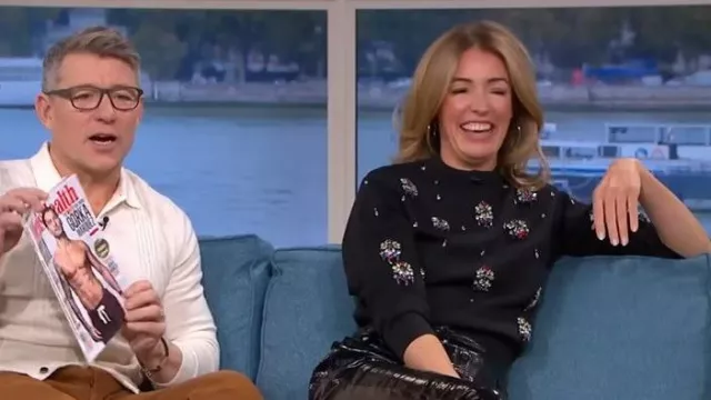 River Island Black Embellished Jumper worn by Cat Deeley as seen in This Morning on November 2025