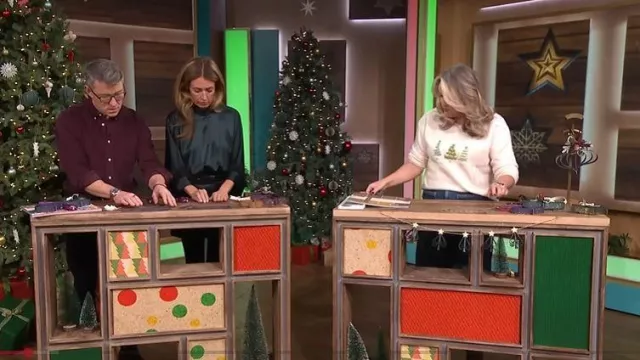 Zara Short Satin Feather Dress worn by Cat Deeley as seen in This Morning on December 2025