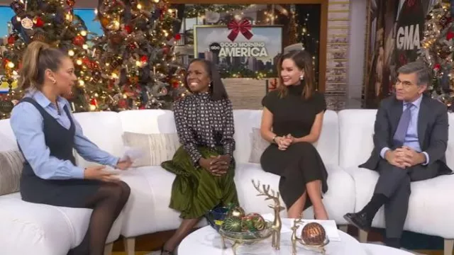 Mini-robe mixte Cinq a Sept Vivianne portée par Ginger Zee telle que vue dans Good Morning America le 5 décembre 2025