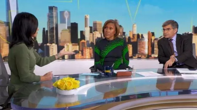 Robe Lauper dans Stone Army par Veronica Beard portée par Tara Narula dans Good Morning America le 8 décembre 2025