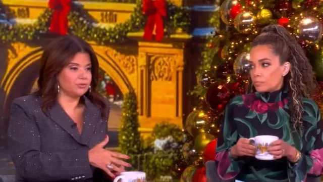 Derek Lam 10 Crosby Walter Mini Stud Double Breasted Blazer worn by Ana Navarro as seen in The View on December 8, 2025