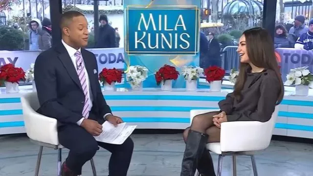 Patrizia Pepe High-neck Sweater worn by Mila Kunis as seen in Today on December 8, 2025