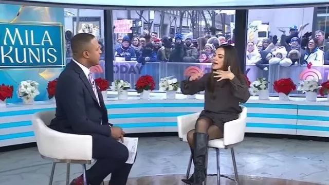 Patrizia Pepe Structured Balloon Shorts worn by Mila Kunis as seen in Today on December 8, 2025