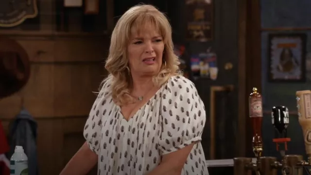 Banana Republic Viscose-Linen Mini Dress worn by Gabby (Melissa Peterman) as seen in Happy's Place (S02E01)