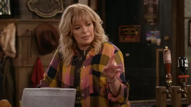 Style & Co Singing Buffalo Plaid Shirt worn by Gabby (Melissa Peterman) as seen in Happy's Place (S02E02)