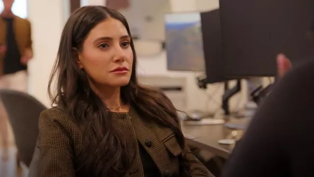 Veronica Beard Brown Check Jacket. worn by Chloe Tucker as seen in Owning Manhattan (S02E02)