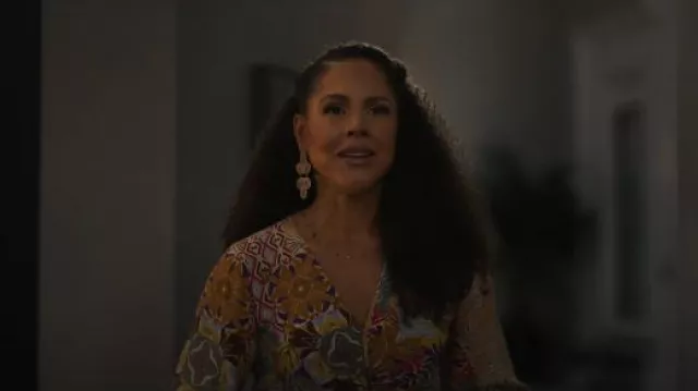 Sezane Eunice Jacket Beige Pastel Forest Print worn by Penelope Garcia (Lenora Crichlow) as seen in Bel-Air (S04E08)