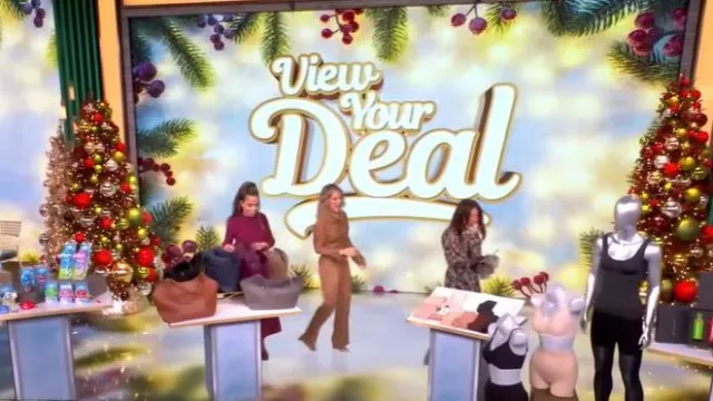 Simkhai Kyra Satin Wide Leg Pant worn by Sara Haines as seen in The View on December 10, 2025