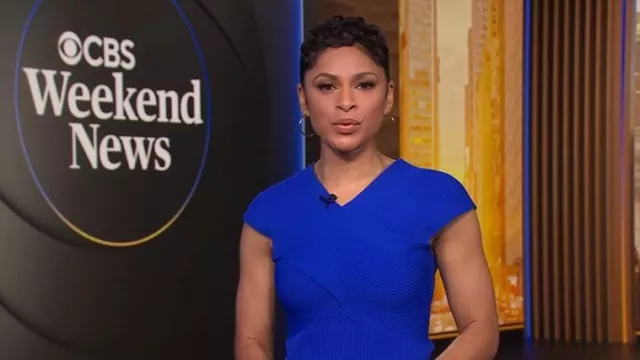 The Fold Elodie Sculpt Knit Top worn by Jericka Duncan as seen in CBS Evening News on December 8, 2025