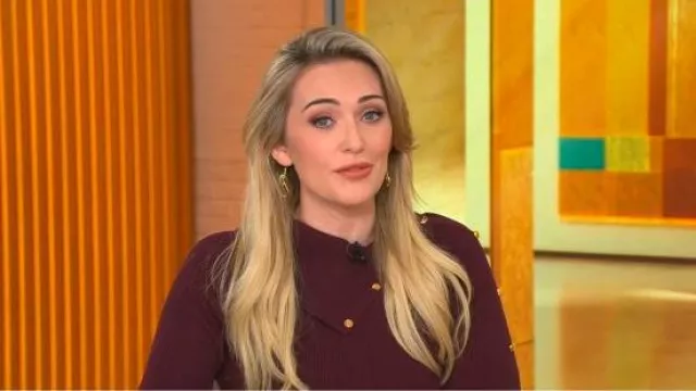 Karen Millen Viscose Blend Rib Envelope Neck Knit Midi Dress worn by Kelly O'Grady as seen in CBS Mornings on November 28, 2025