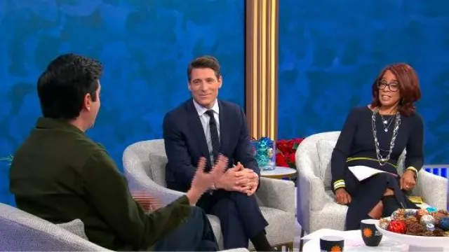 Karen Millen Handkerchief-hem Rib-knit Dress worn by Gayle King as seen in CBS Mornings on December 1, 2025