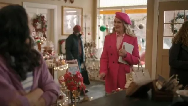 Zara Hot Pink Coat worn by Brooke Carmichael (Kylee Evans) as seen in Mistletoe Murders (S02E06)